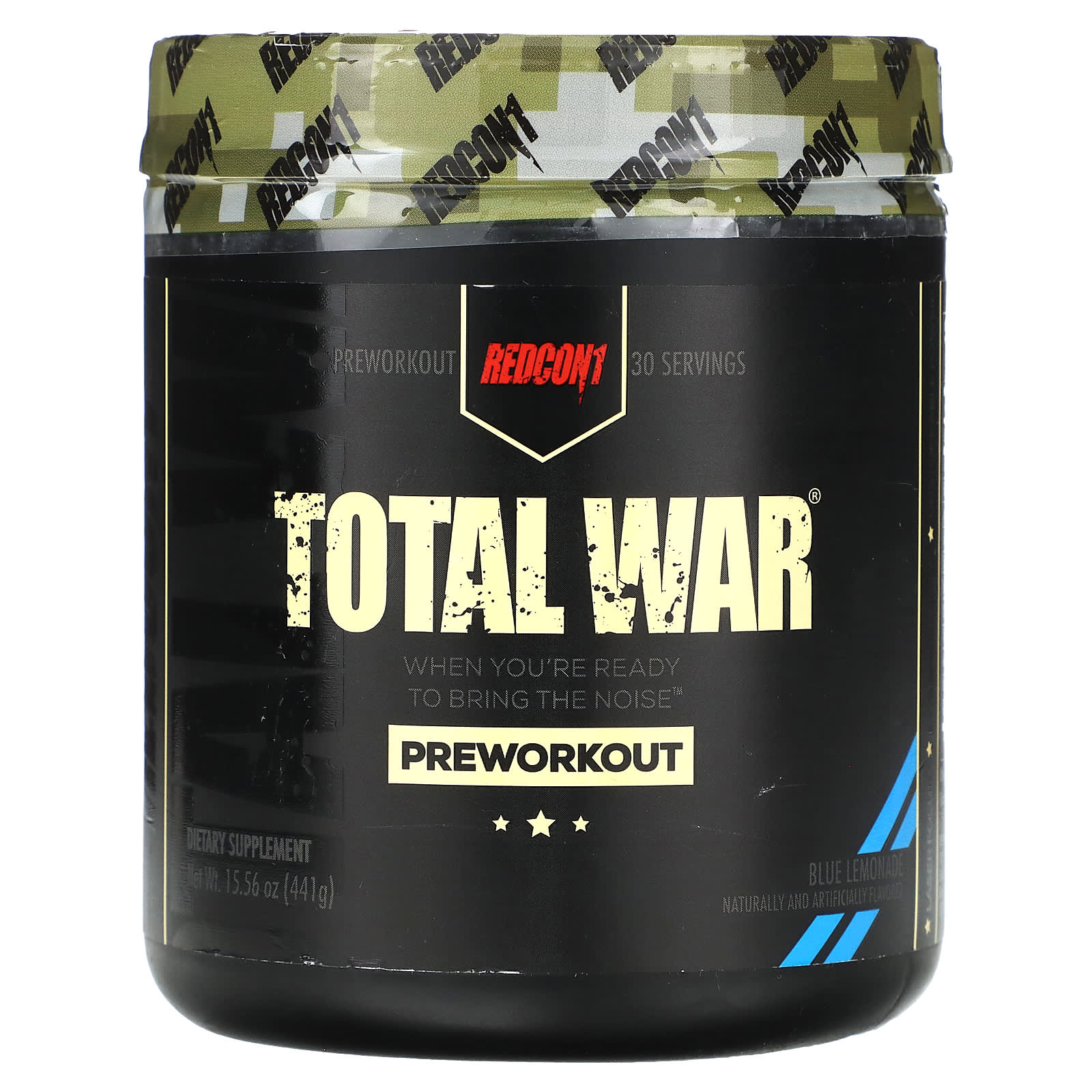 Redcon1, Total War, Pre-Workout, Blue Lemonade, 15.56 oz (441 g) - Image 1