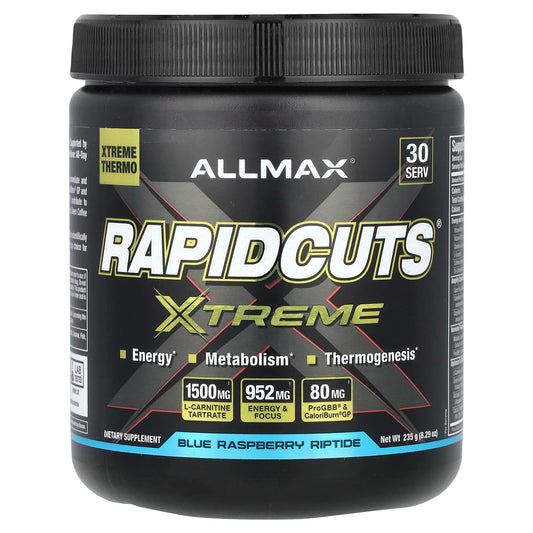 ALLMAX Rapidcuts Xtreme Fat Loss Supplement, Blue Raspberry Riptide, 8.29 oz - Image 1