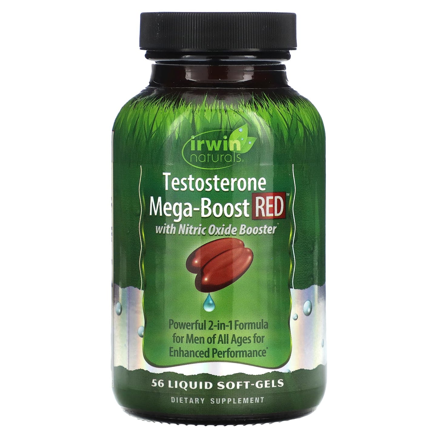 Irwin Naturals Testosterone Boost with Nitric Oxide, 56 Liquid Soft-Gels - Image 1