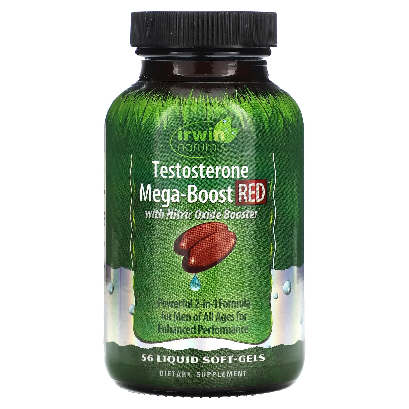 Irwin Naturals Testosterone Boost with Nitric Oxide, 56 Liquid Soft-Gels - Image 1