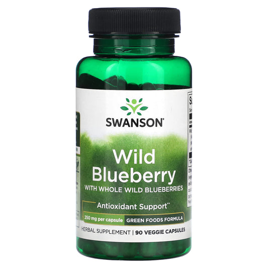 Swanson, Wild Blueberry with Whole Wild Blueberries, 250 mg, 90 Veggie Capsules - Image 1