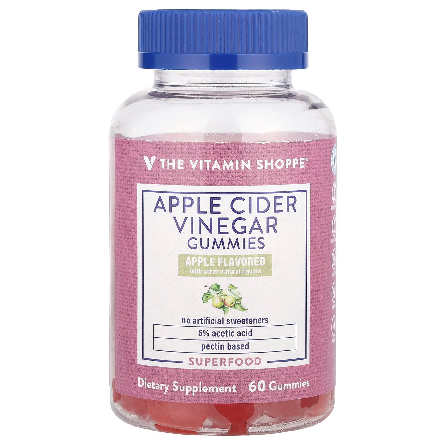 The Vitamin Shoppe, Apple Cider Vinegar Gummies, Apple, 60 Gummies - Image 1