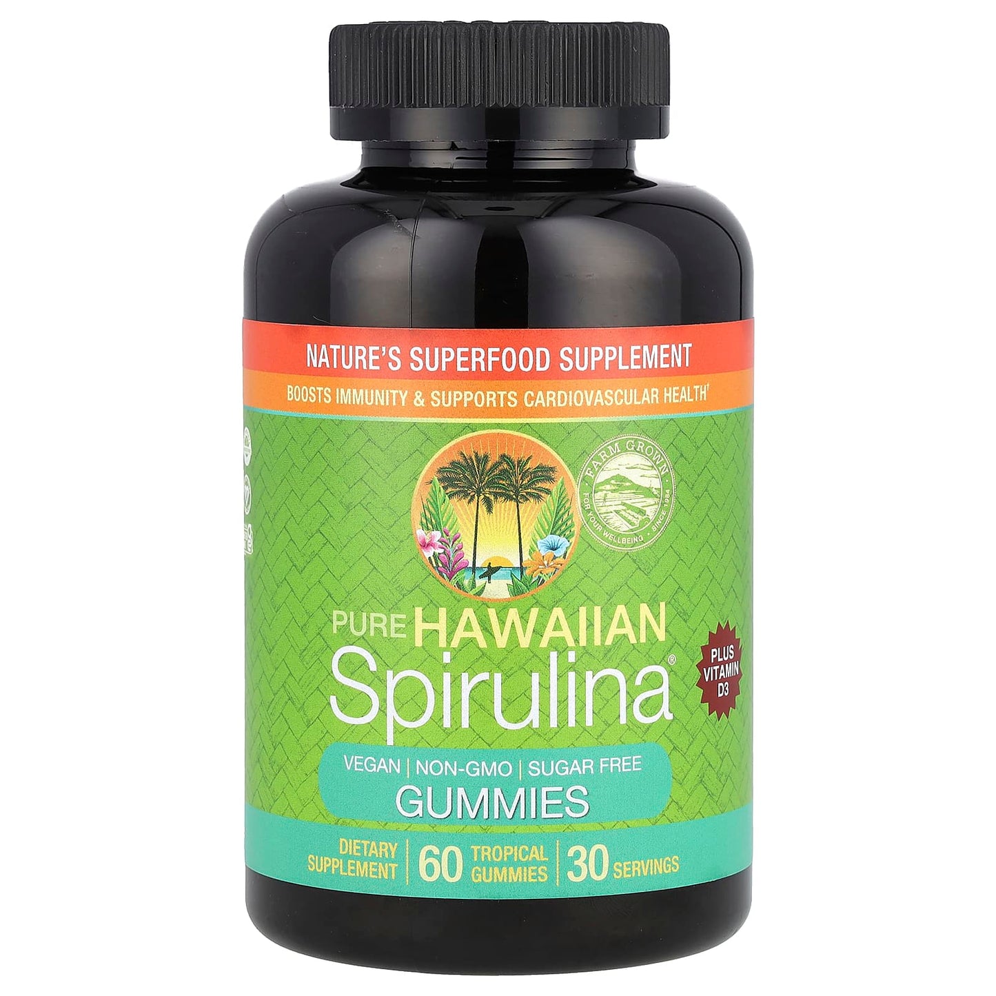 Nutrex Hawaii, Pure Hawaiian Spirulina Plus Vitamin D3 Gummies, 60 Tropical Gummies - Image 1
