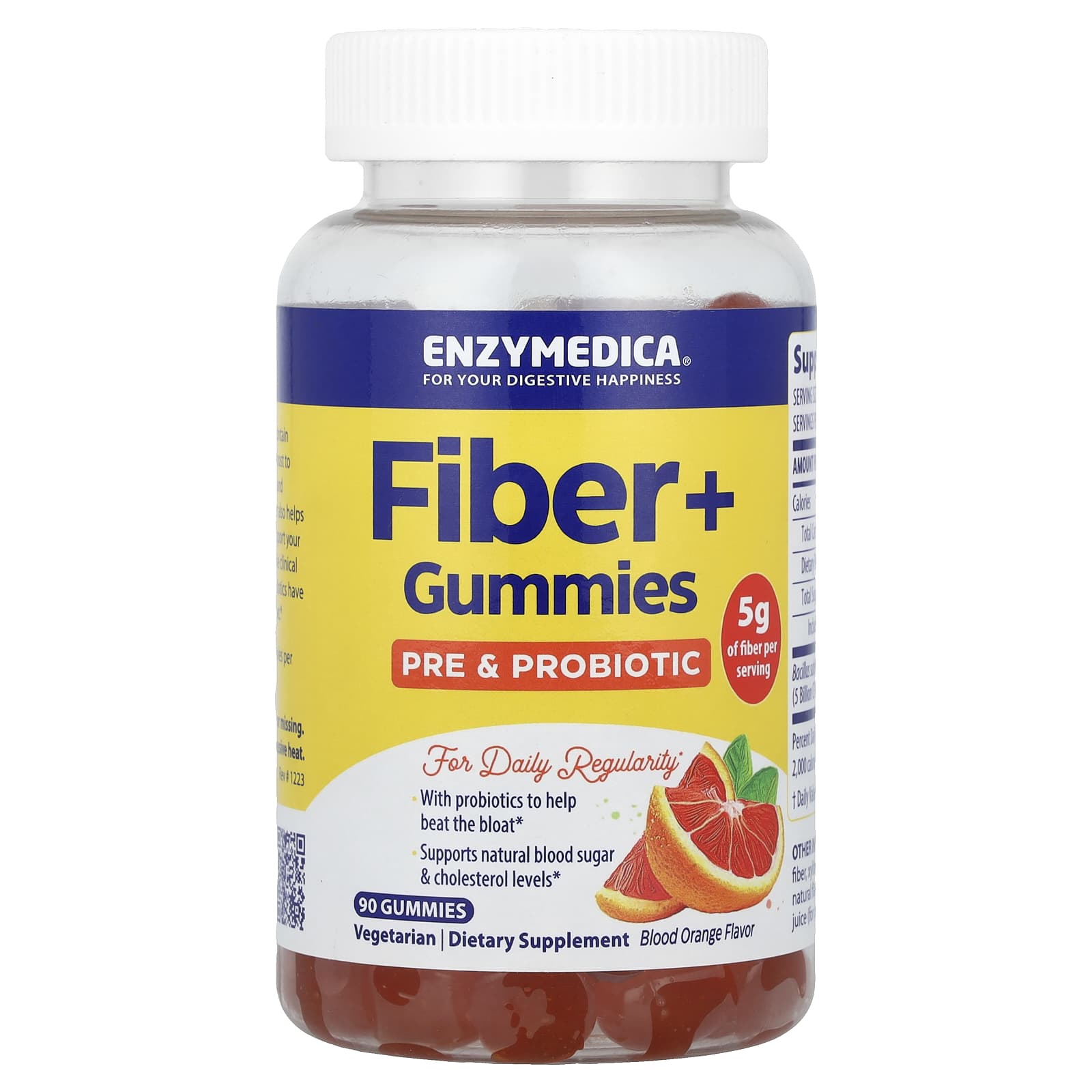 Enzymedica Fiber+ Gummies - Blood Orange, 90 Count, Pre & Probiotic, Dietary Supplement - Image 1