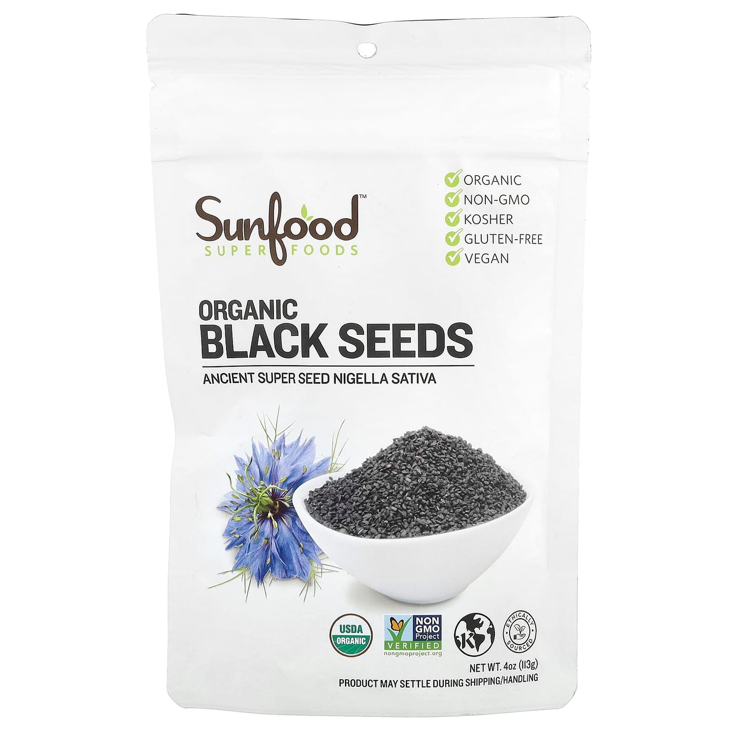 Sunfood, Organic Black Seeds, 4 oz (113 g) - Image 1