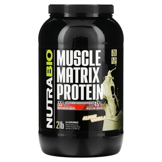 NutraBio, Muscle Matrix Protein, Alpine Vanilla, 2 lb (907 g) - Image 1