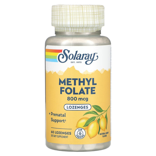 Solaray, Methyl Folate, Lemon, 800 mcg, 60 Lozenges - Image 1