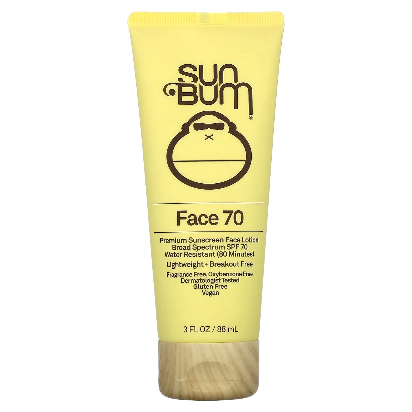Sun Bum, Premium Sunscreen Face Lotion, SPF 70, Fragrance Free, 3 fl oz (88 ml) - Image 1