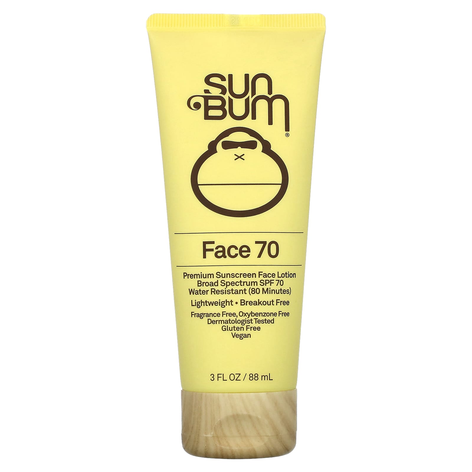 Sun Bum, Premium Sunscreen Face Lotion, SPF 70, Fragrance Free, 3 fl oz (88 ml) - Image 1