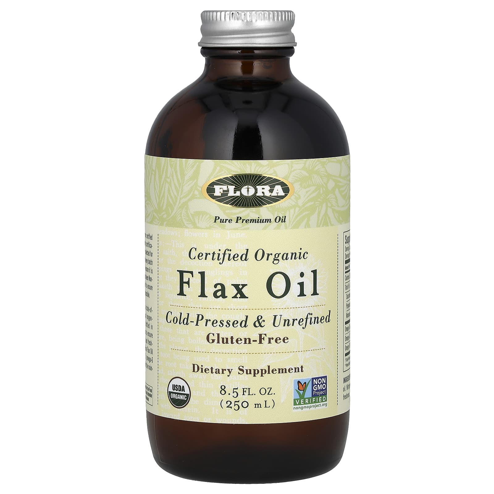 Certified Organic Flax Oil by Flora - 250ml Cold Pressed - Image 1