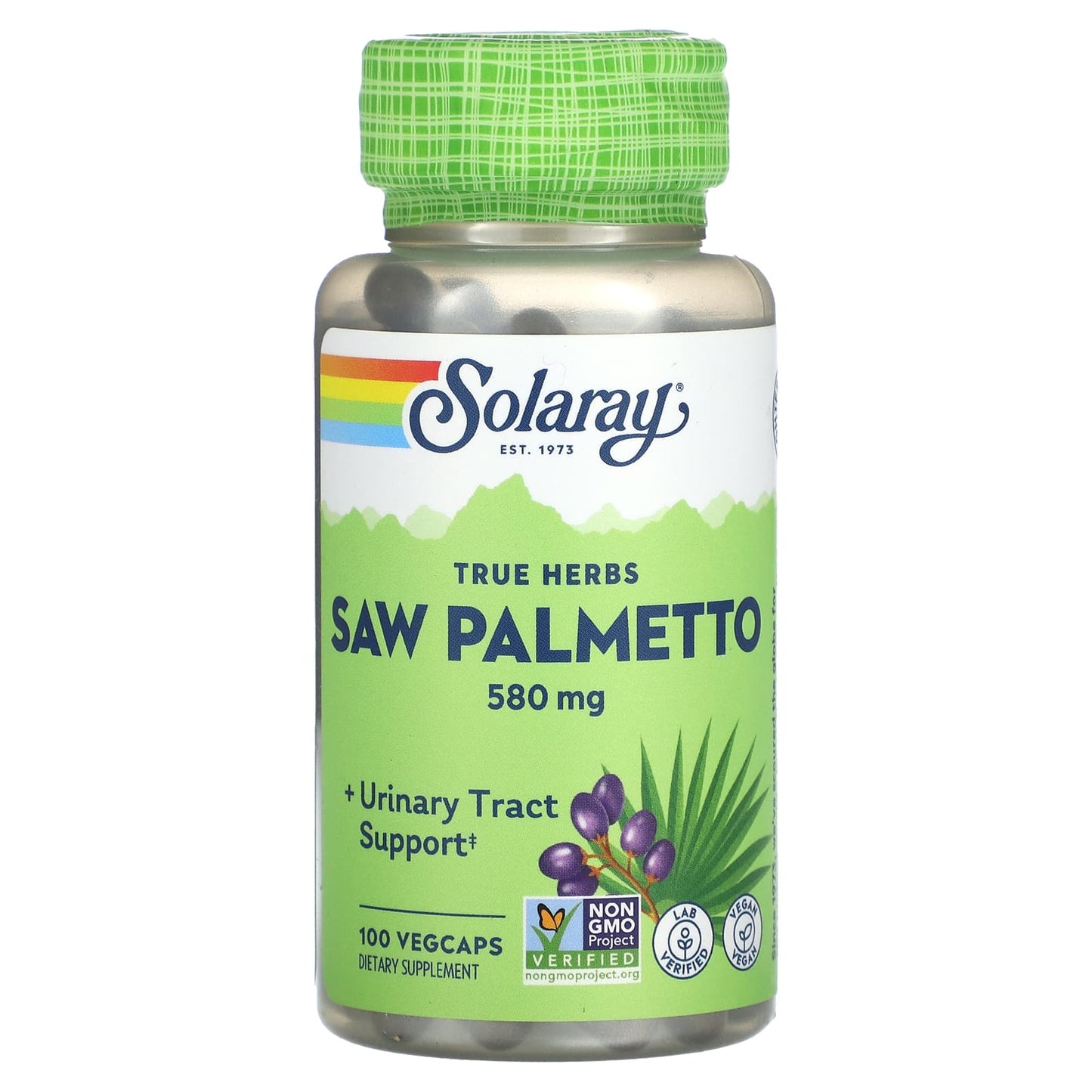 Solaray, True Herbs, Saw Palmetto, 580 mg, 100 Vegcaps - Image 1
