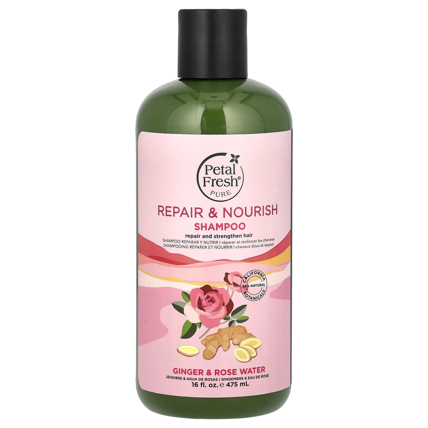 Petal Fresh, Pure, Repair & Nourish Shampoo, Ginger & Rose Water, 16 fl oz (475 ml) - Image 1