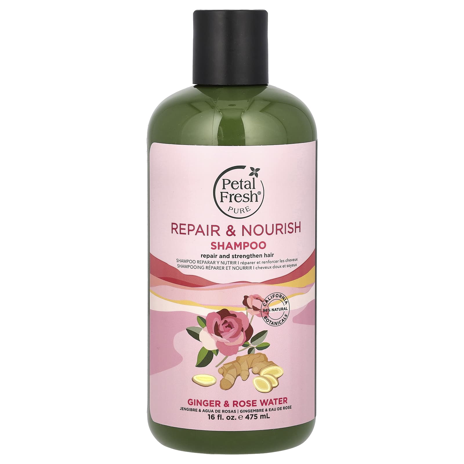 Petal Fresh, Pure, Repair & Nourish Shampoo, Ginger & Rose Water, 16 fl oz (475 ml) - Image 1
