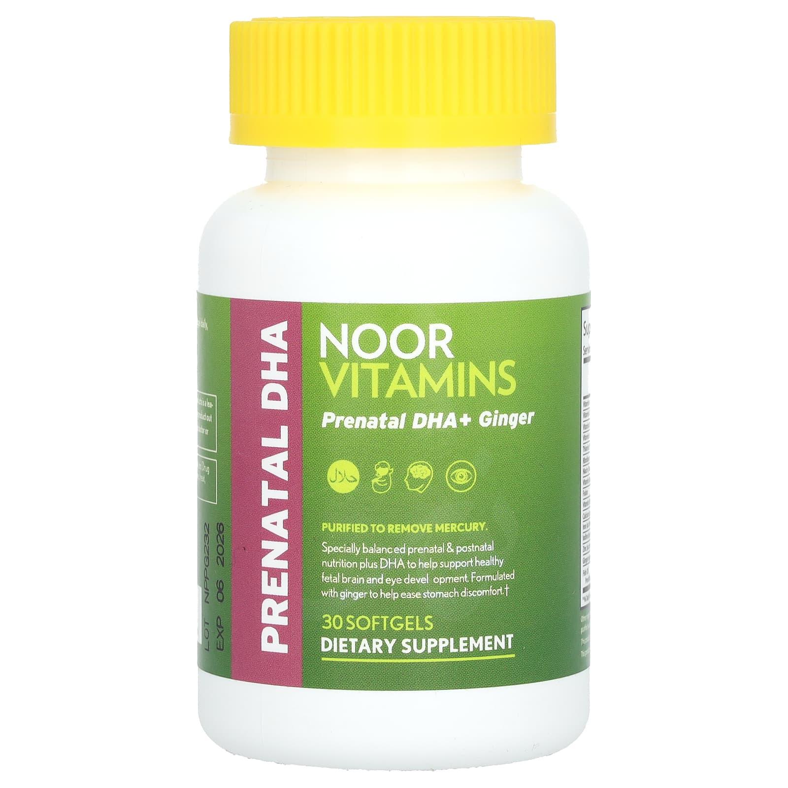 Noor Vitamins, Prenatal DHA + Ginger , 30 Softgels - Image 1