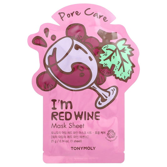 TonyMoly, I'm Red Wine, Pore Care Beauty Mask Sheet, 1 Sheet, 0.74 oz (21 g) - Image 1