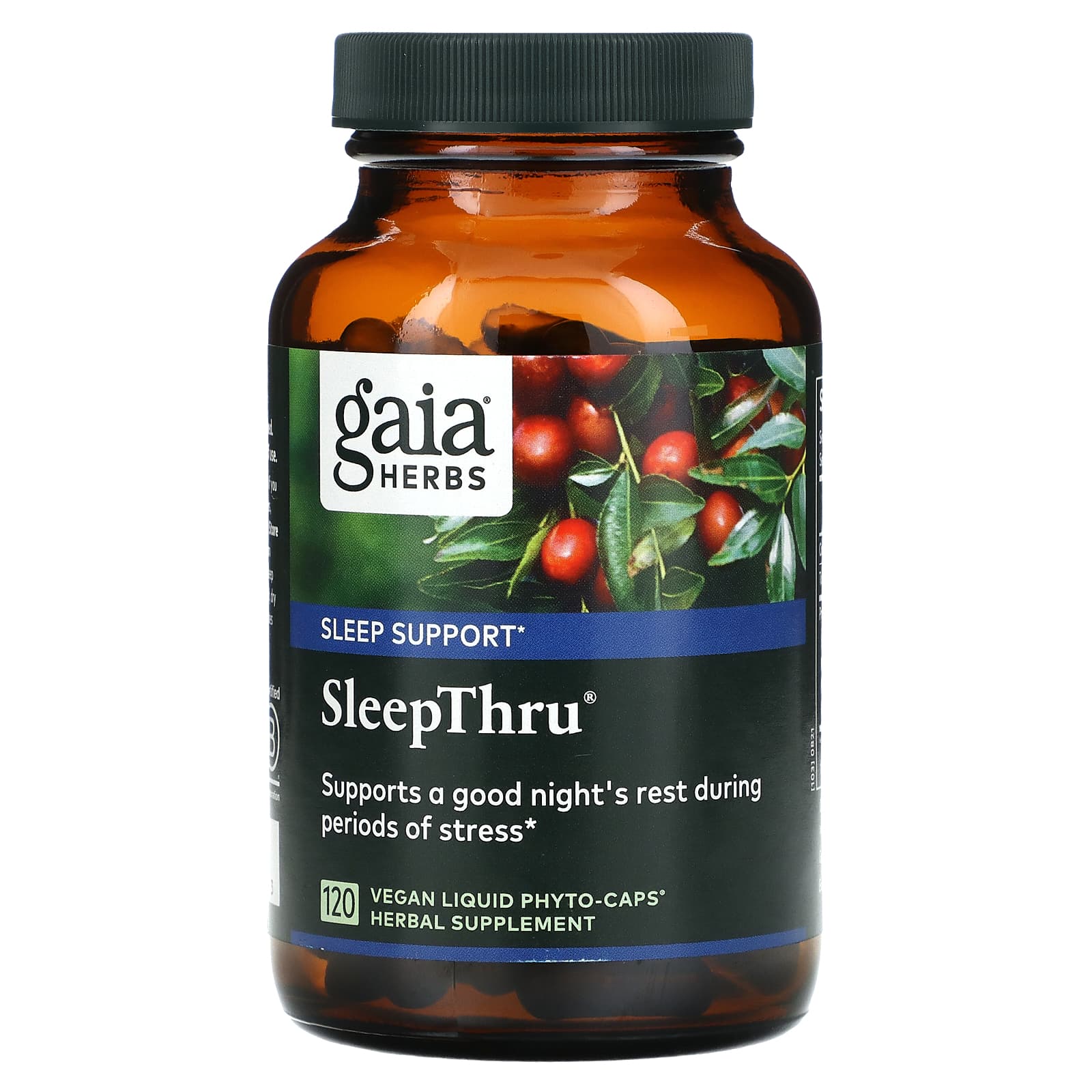 Gaia Herbs SleepThru - 120 Vegan Liquid Phyto-Caps for Stress Relief - Image 1