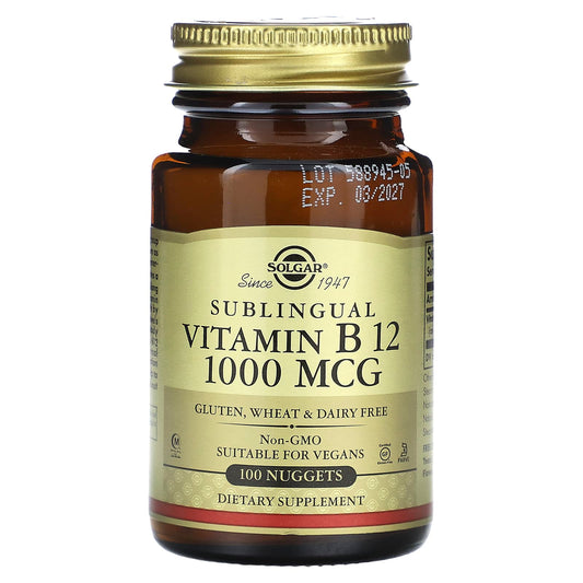Solgar, Sublingual Vitamin B 12, 1,000 mcg, 100 Nuggets - Image 1