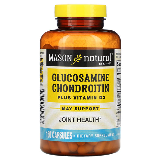 Mason Natural, Glucosamine Chondroitin Plus Vitamin D3, 160 Capsules - Image 1