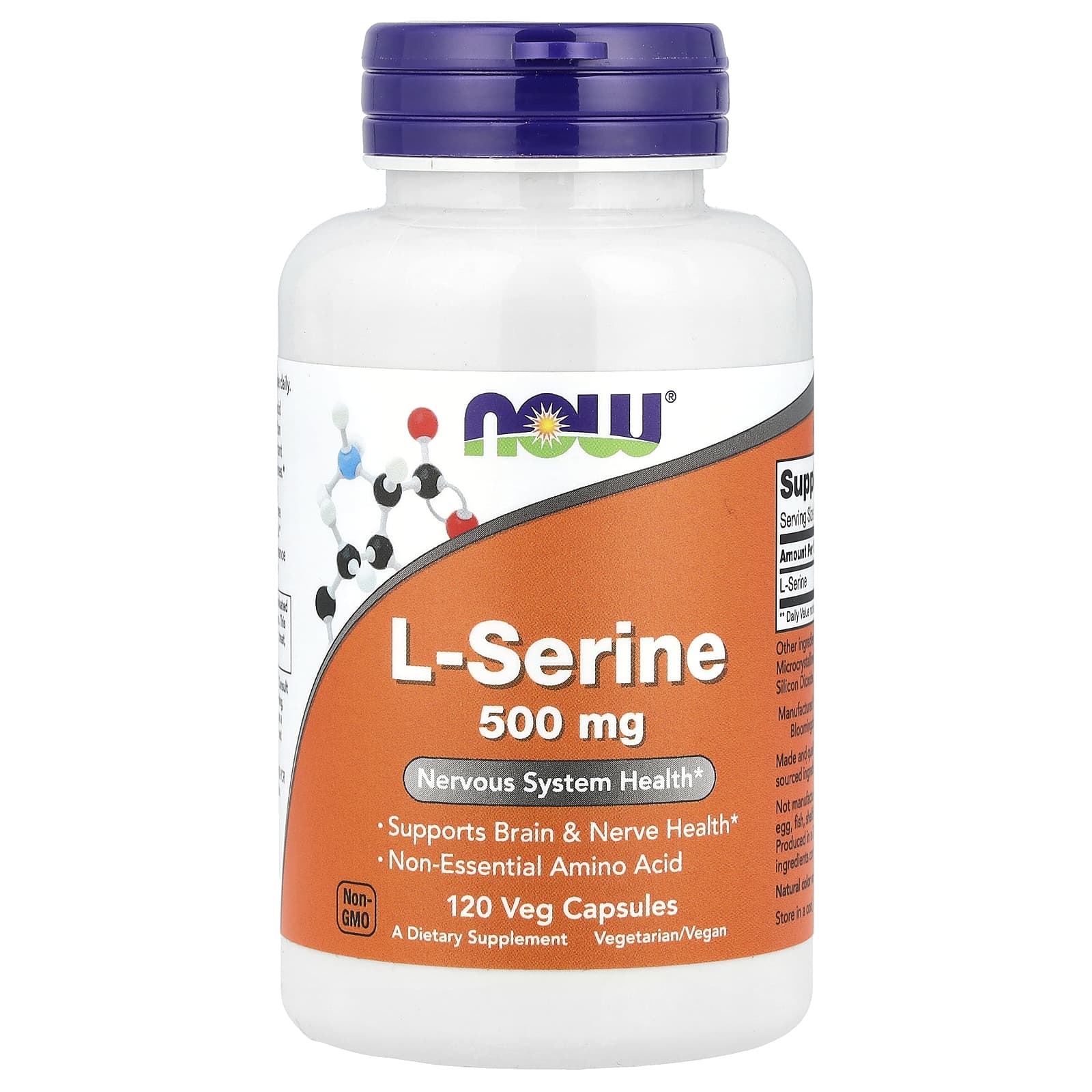 NOW Foods, L-Serine, 500 mg , 120 Veg Capsules - Image 1
