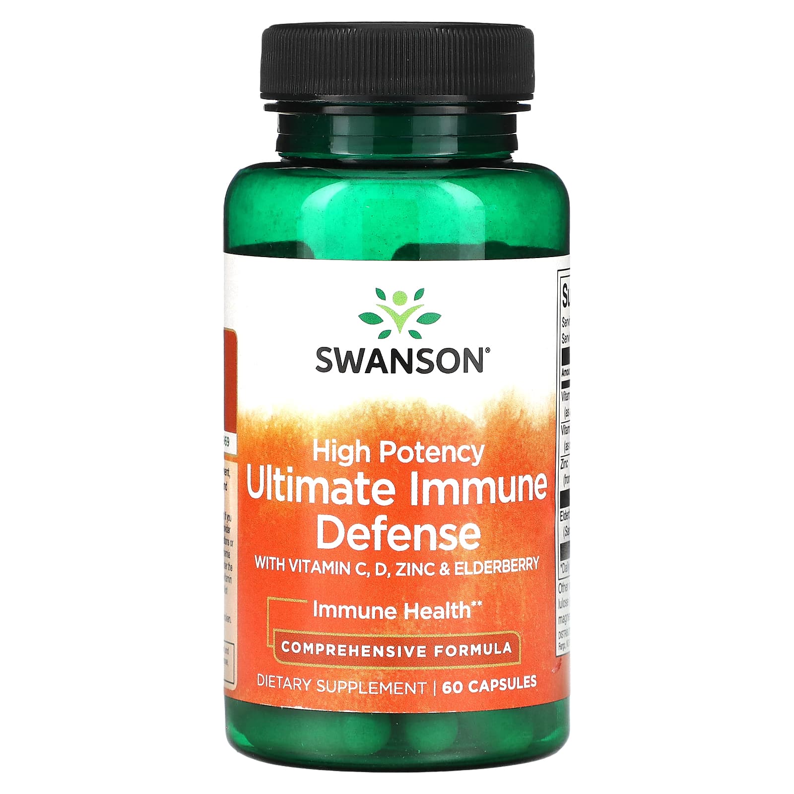 Swanson, High Potency Ultimate Immune Defense with C, D, Zinc & Elderberry, 60 Capsules - Image 1
