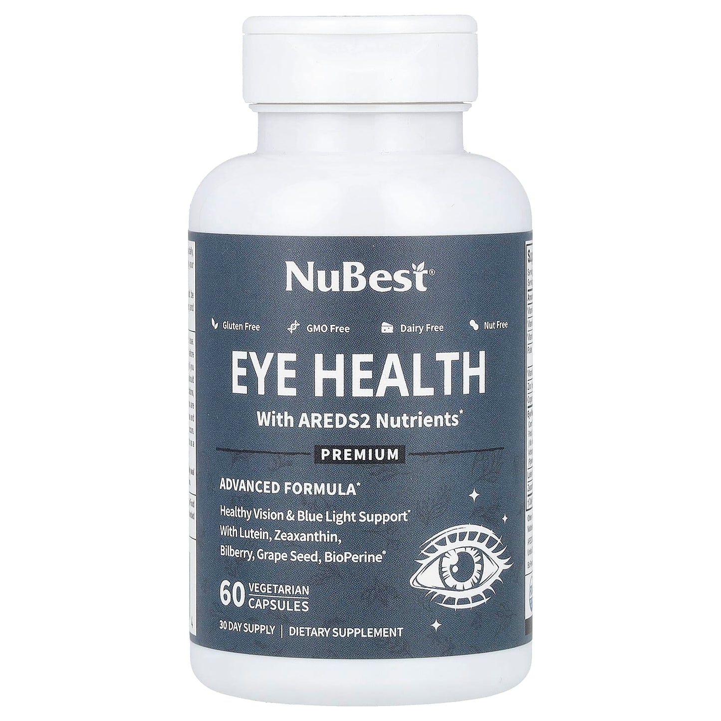 NuBest, Eye Health With AREDS2 Nutrients, 60 Vegetarian Capsules - Image 1