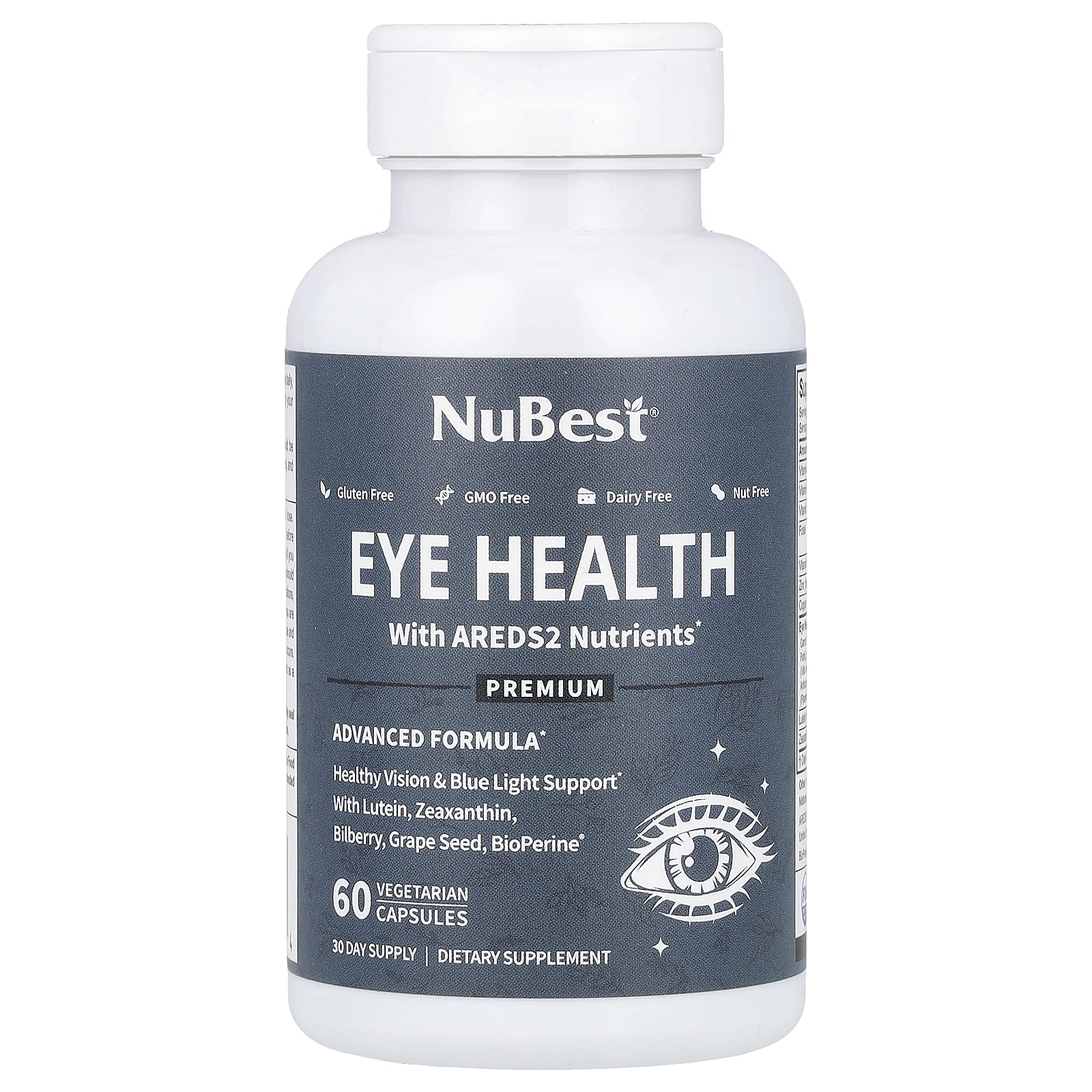 NuBest, Eye Health With AREDS2 Nutrients, 60 Vegetarian Capsules - Image 1
