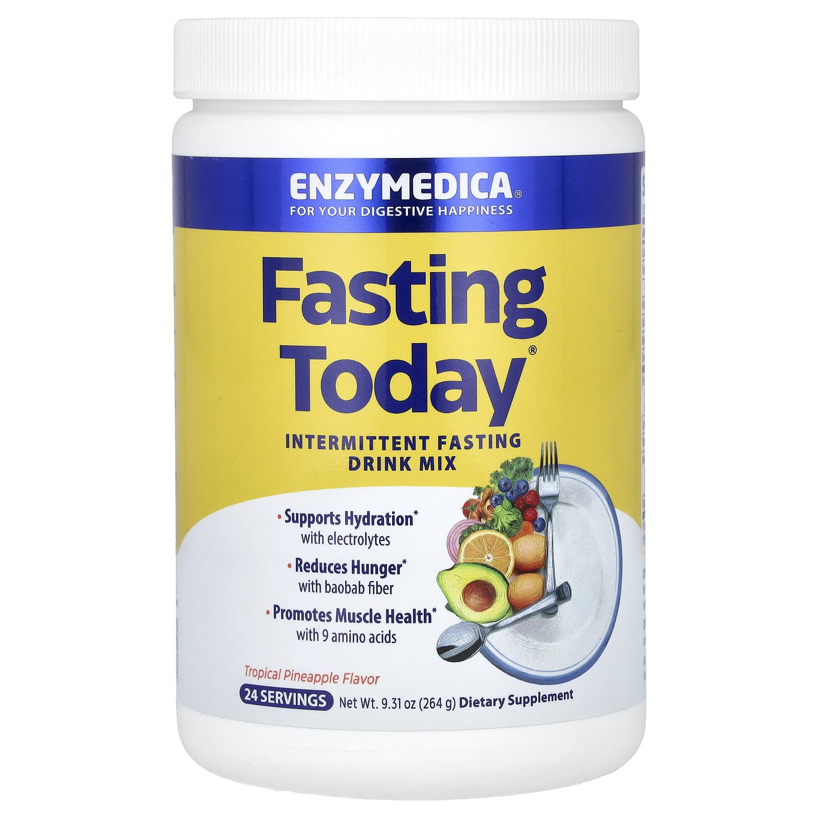 Enzymedica Intermittent Fasting Drink Mix - Tropical Pineapple, 264g - Image 1