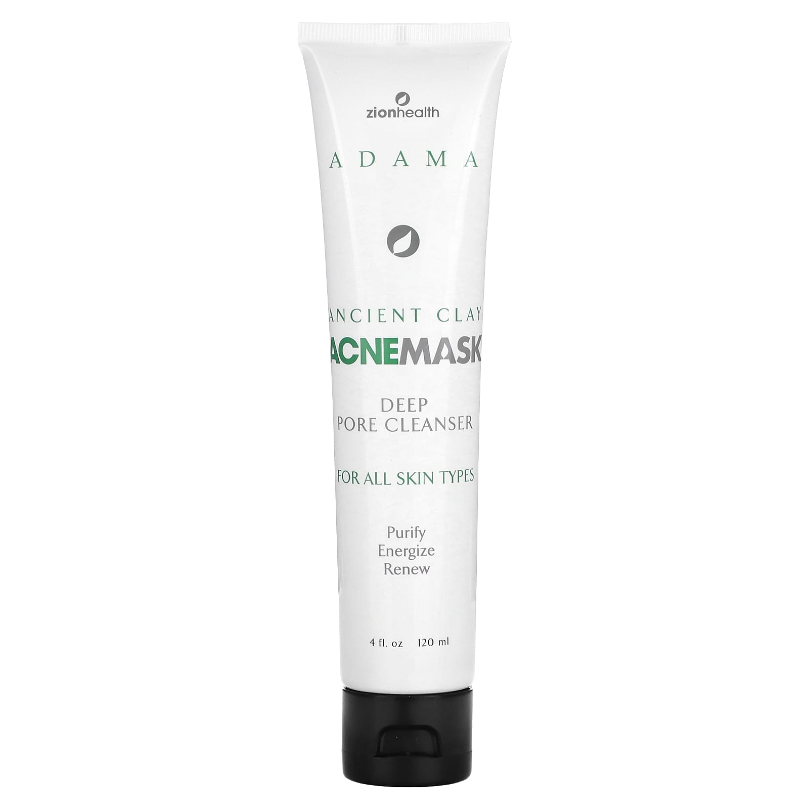 Zion Health, Adama, Ancient Clay AcneMask, Deep Pore Cleanser , 4 fl oz (120 ml) - Image 1