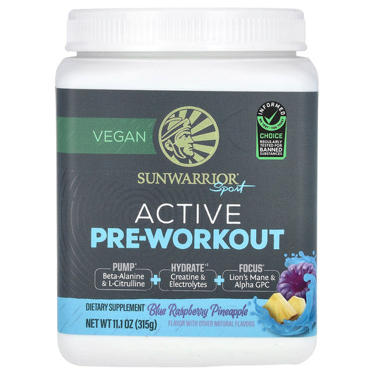Sunwarrior, Sport, Active Pre-Workout, Blue Raspberry Pineapple , 11.1 oz (315 g) - Image 1