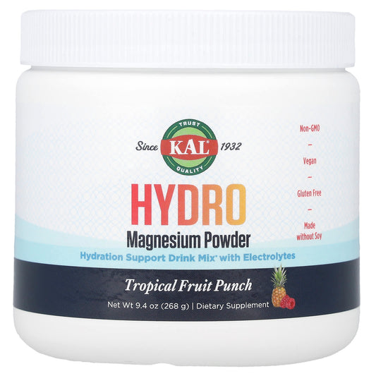 KAL, Hydro Magnesium Powder, Tropical Fruit Punch, 9.4 oz (268 g) - Image 1