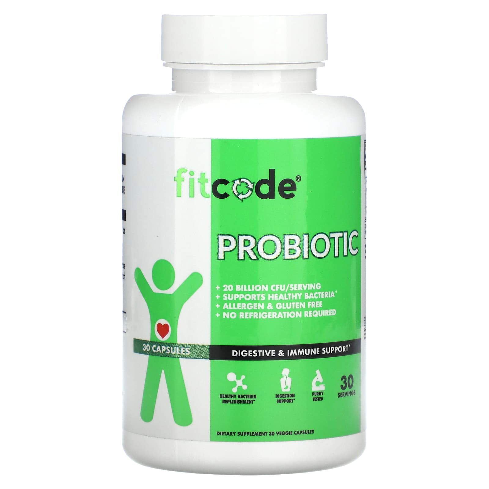 Support Healthy Gut Bacteria with Fitcode Probiotics - 30 Capsules - Image 1
