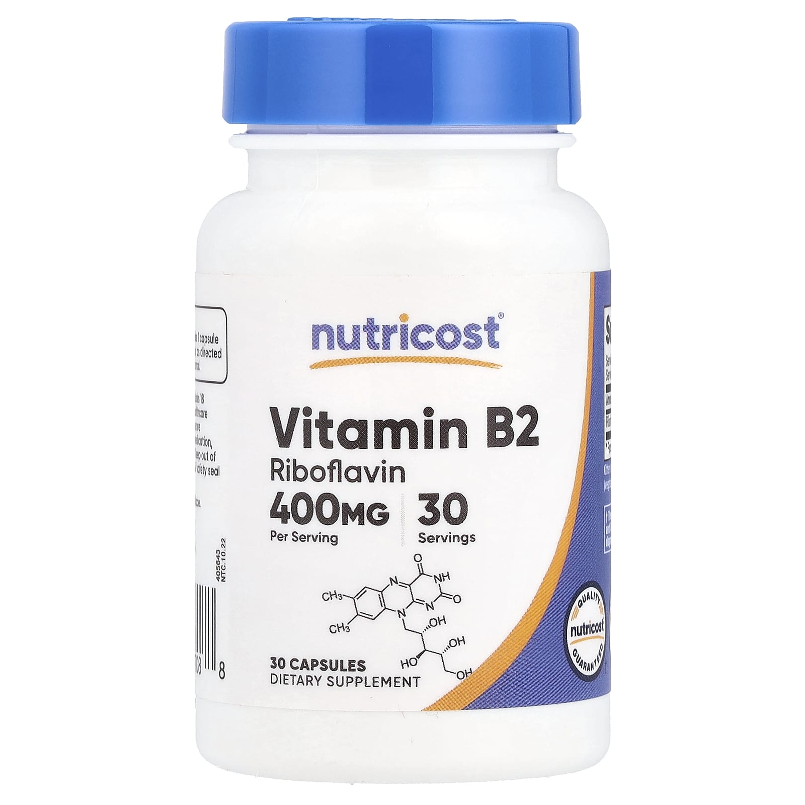 Nutricost, Vitamin B2, 400 mg, 30 Capsules - Image 1
