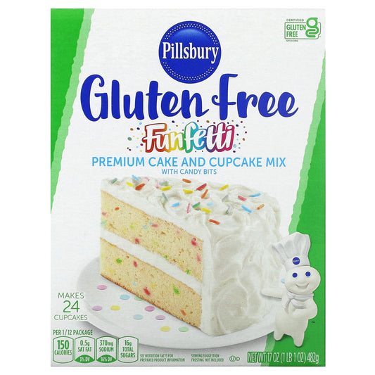 Pillsbury, Funfetti Premium Cake and Cupcake Mix with Candy Bits, Gluten Free, 1 lb 1 oz (482 g) - Image 1