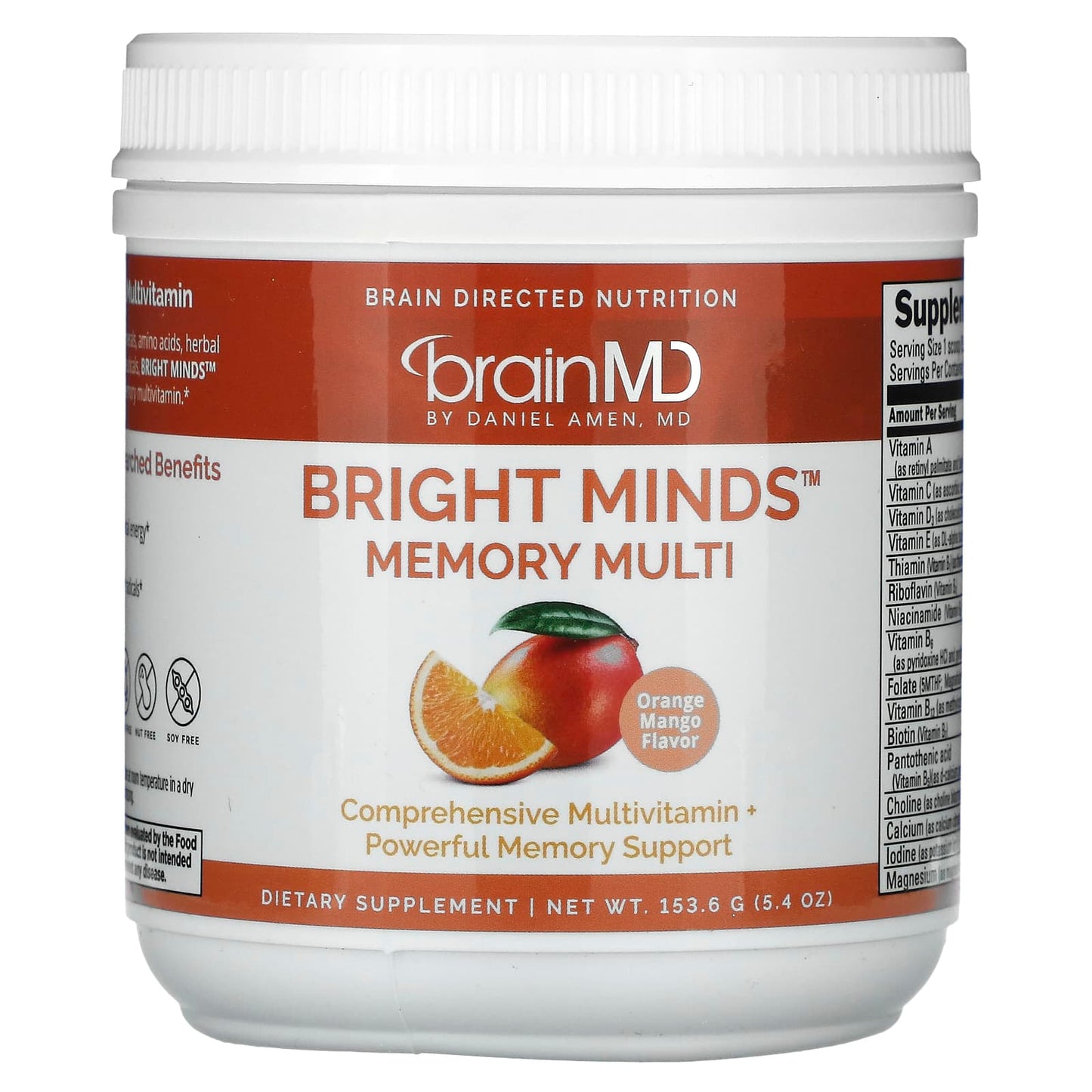 BrainMD Memory Support Multivitamin, Orange Mango, 5.4 oz - Image 1