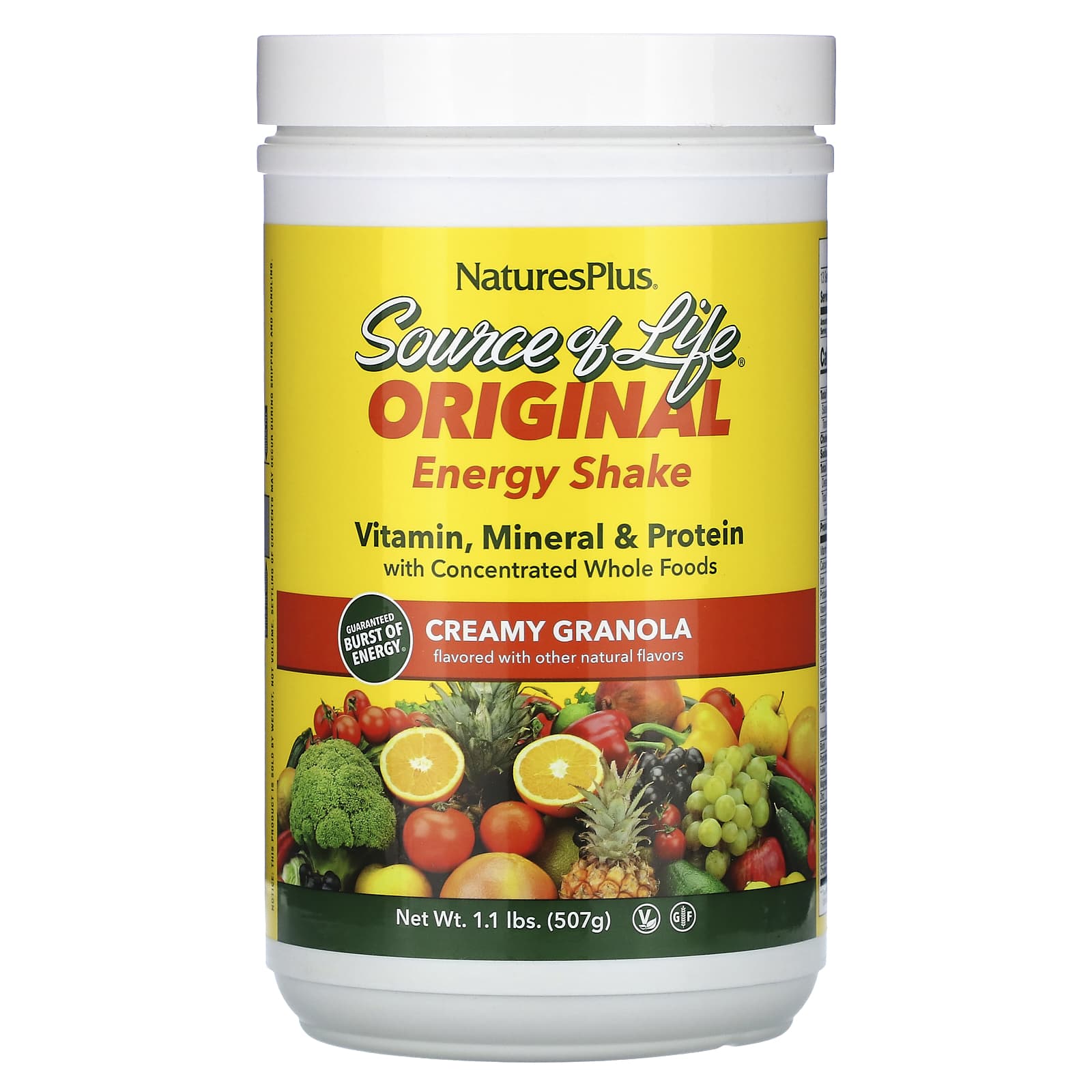 NaturesPlus, Source of Life, Original Energy Shake, Creamy Granola, 1.1 lbs (507 g) - Image 1