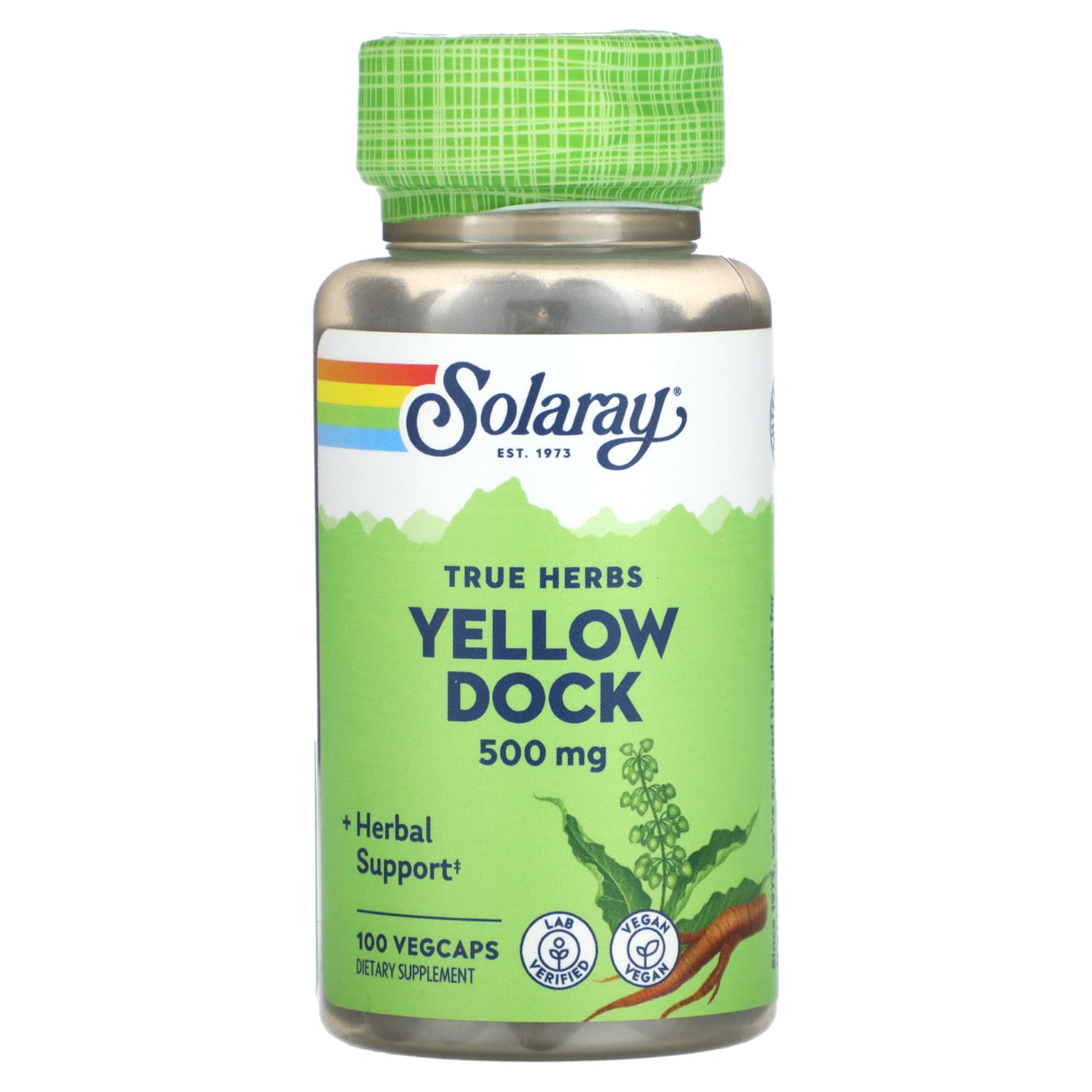 Solaray, True Herbs, Yellow Dock, 500 mg, 100 VegCaps - Image 1