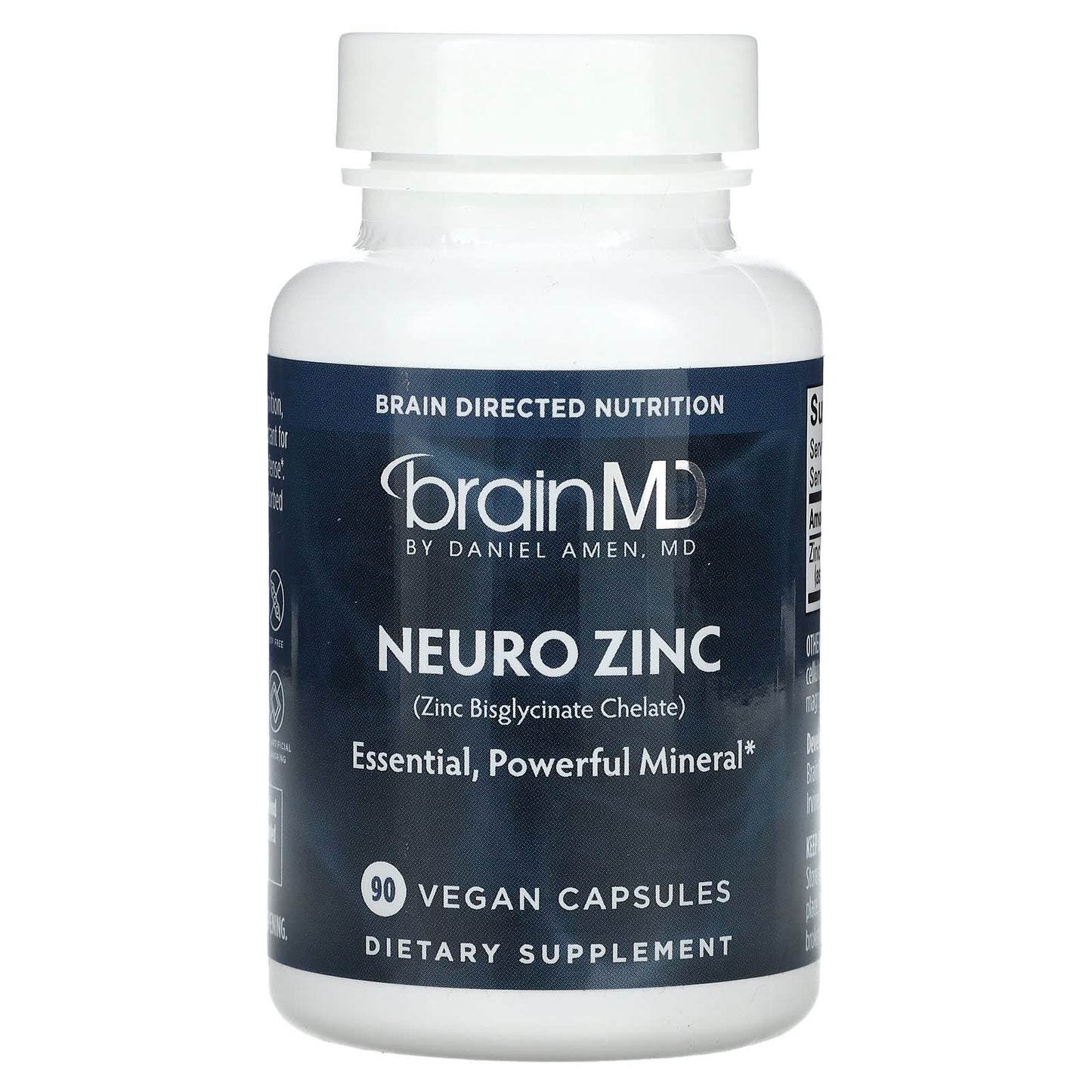 BrainMD Neuro Zinc, 25mg, 90 Vegan Capsules - Boost Mood & Brain Health - Image 1