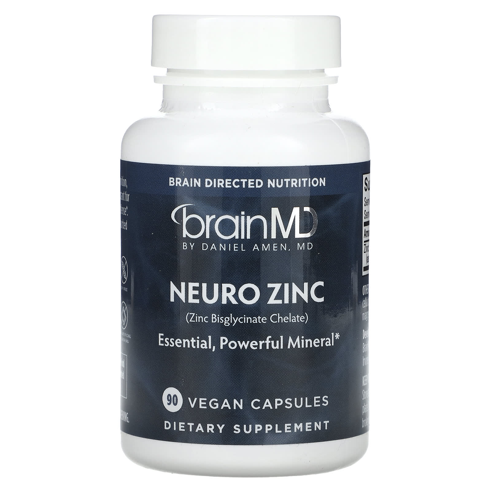 BrainMD Neuro Zinc, 25mg, 90 Vegan Capsules - Boost Mood & Brain Health - Image 1