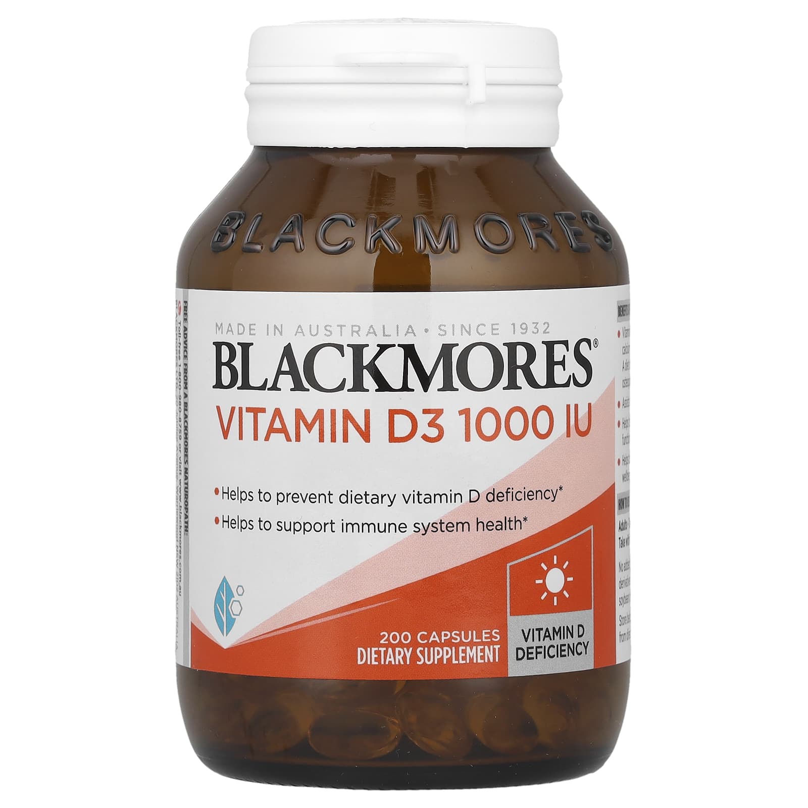 Blackmores Vitamin D3 1000 IU - 200 Capsules for Bone Health - Image 1