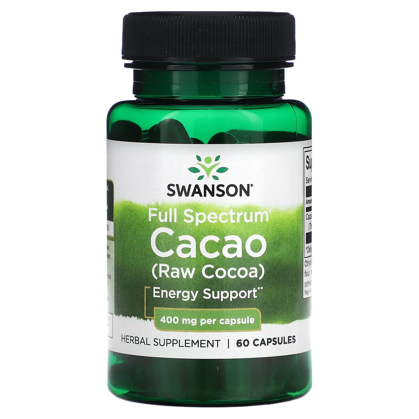 Swanson, Full Spectrum Cacao (Raw Cocoa), 400 mg , 60 Capsules - Image 1