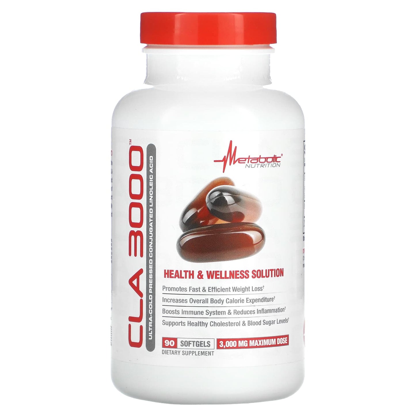 Metabolic Nutrition, CLA 3000, 90 Softgels (1,000 mg per Softgel) - Image 1
