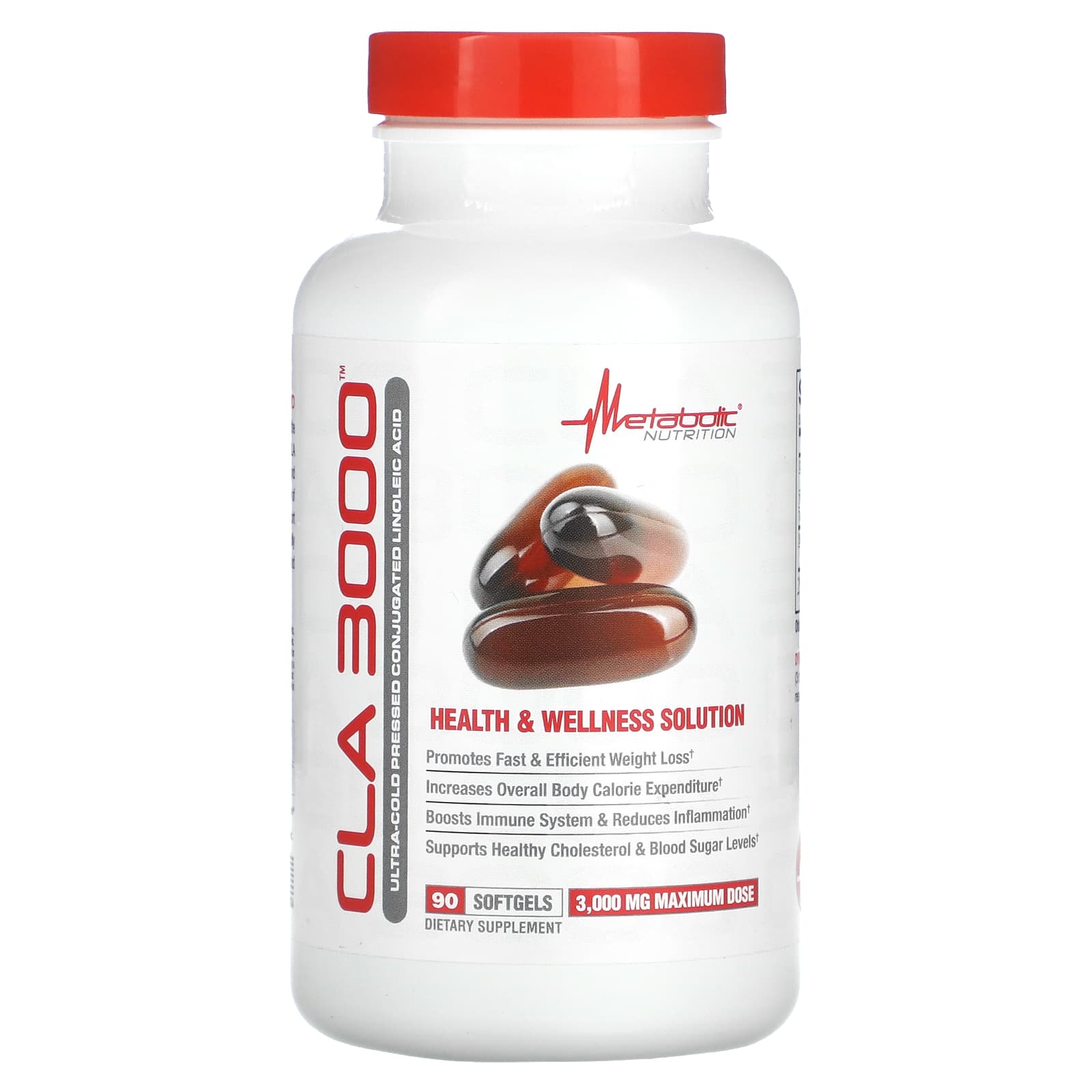Metabolic Nutrition, CLA 3000, 90 Softgels (1,000 mg per Softgel) - Image 1