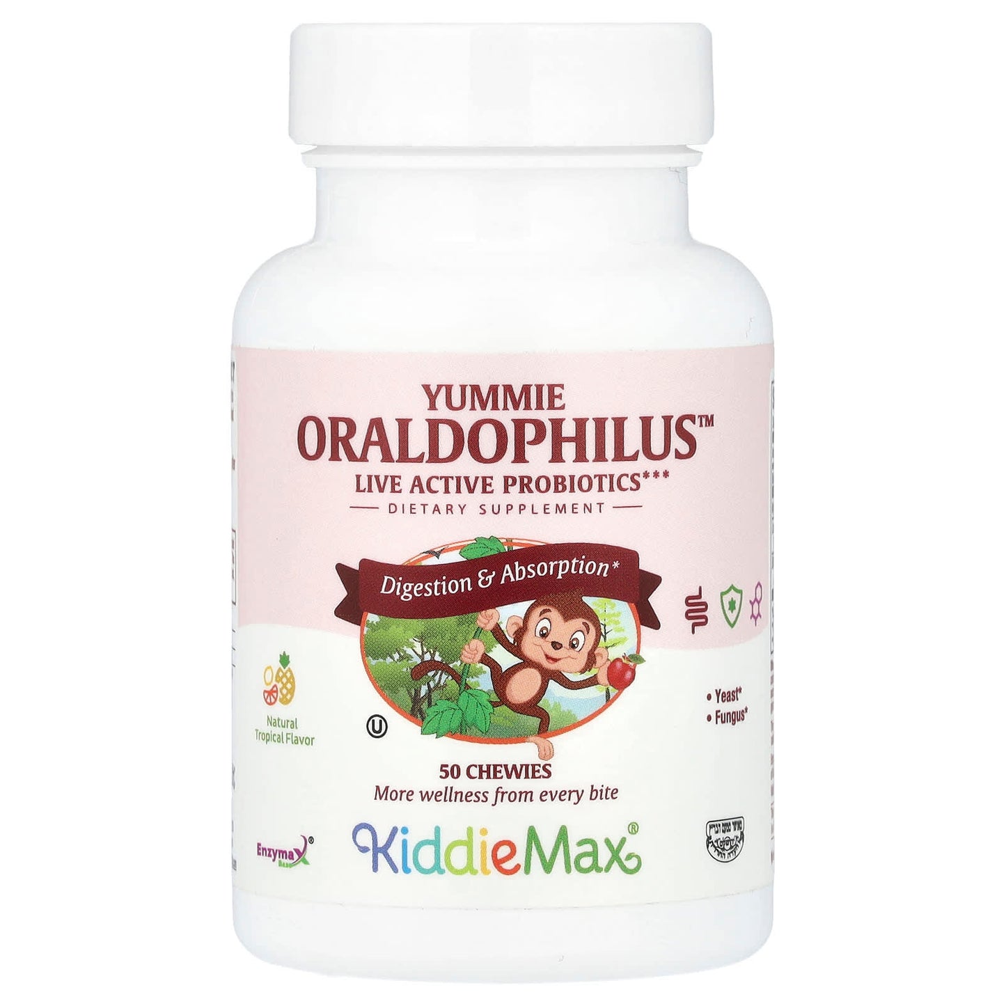 Maxi Health, KiddieMax® Yummie Oraldophilus™, Natural Tropical, 50 Chewies - Image 1