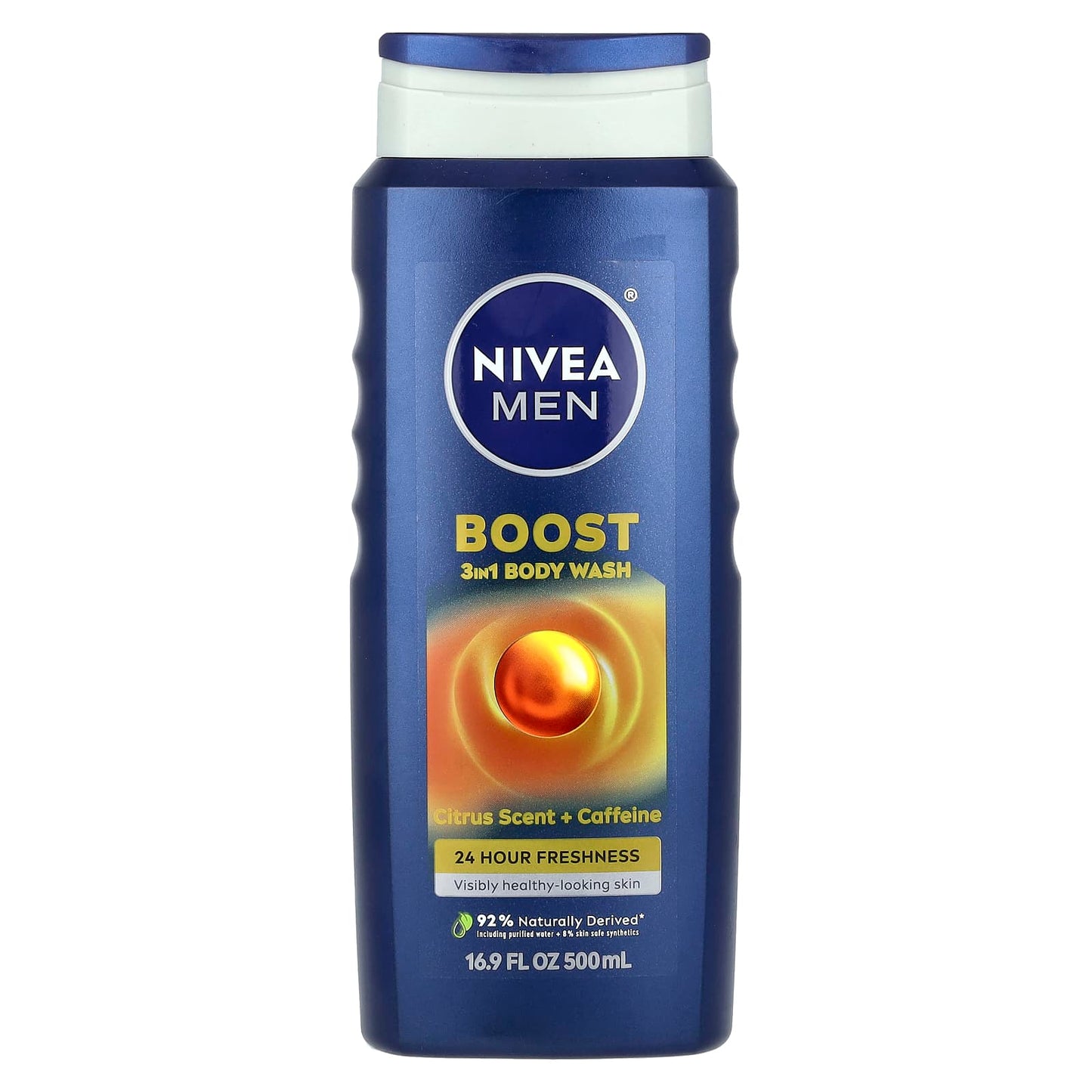Nivea, Men, Boost 3-In-1 Body Wash, Citrus Scent + Caffeine, 16.9 fl oz (500 ml) - Image 1