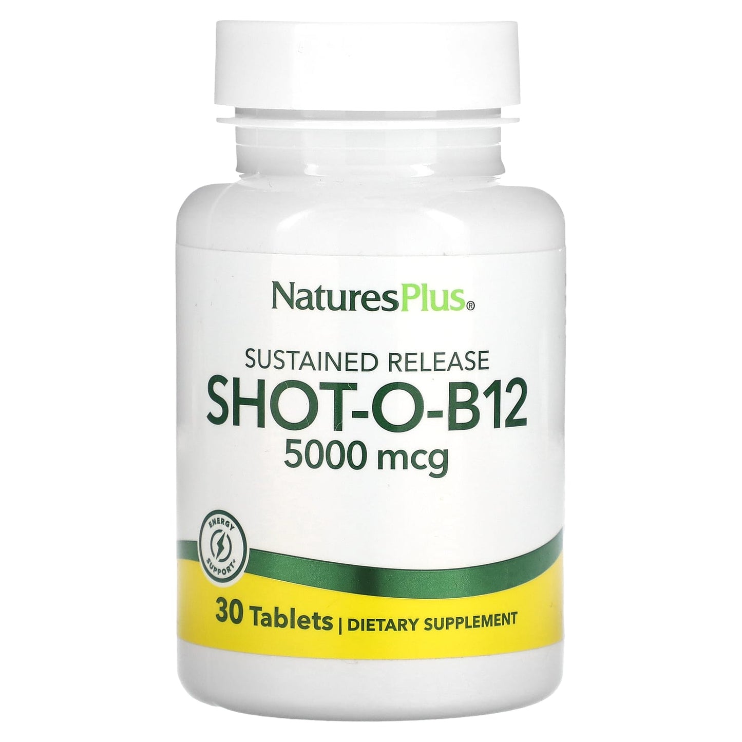 NaturesPlus, Shot-O-B12, 5,000 mcg, 30 Tablets