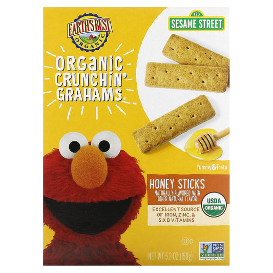 Organic Crunchin' Grahams for 2+ Years - Honey Sticks, USDA Organic - Image 1