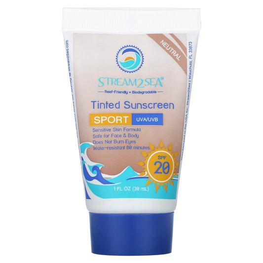 Stream2Sea, Tinted Sunscreen, Sport, SPF 20, Neutral, 1 fl oz (30 ml) - Image 1
