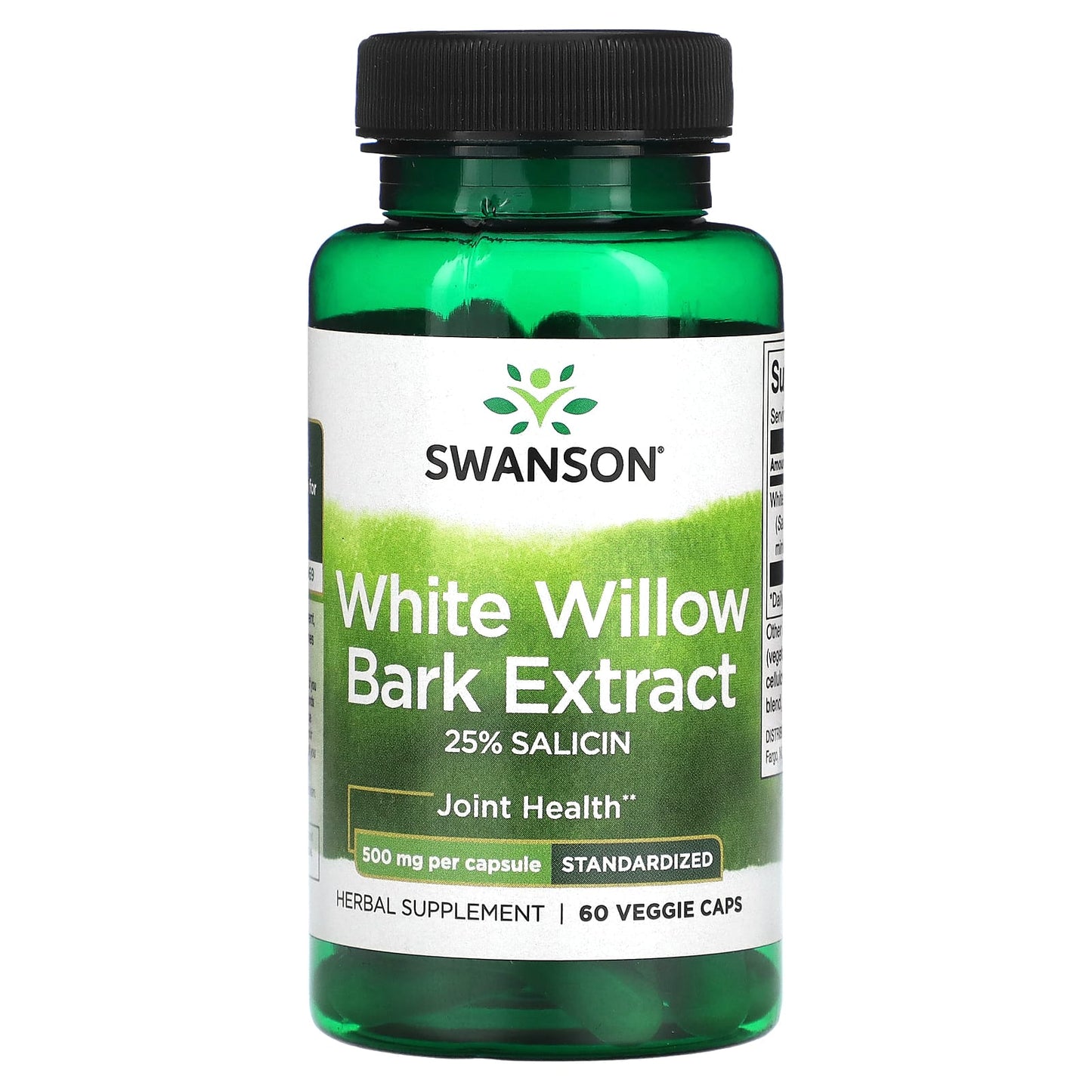Swanson, White Willow Bark Extract, 500 mg, 60 Veggie Caps - Image 1