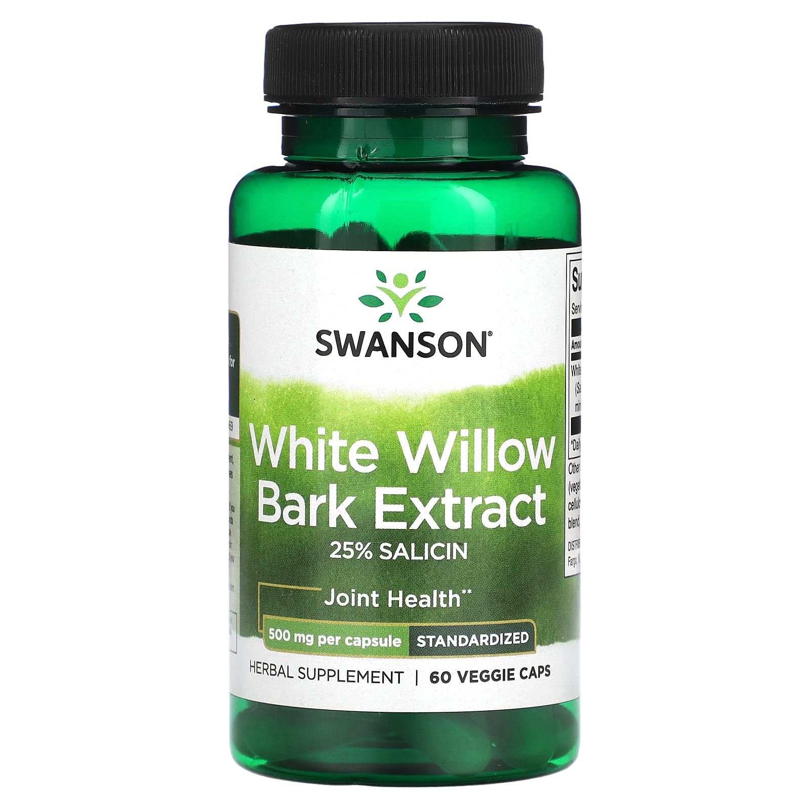 Swanson, White Willow Bark Extract, 500 mg, 60 Veggie Caps - Image 1