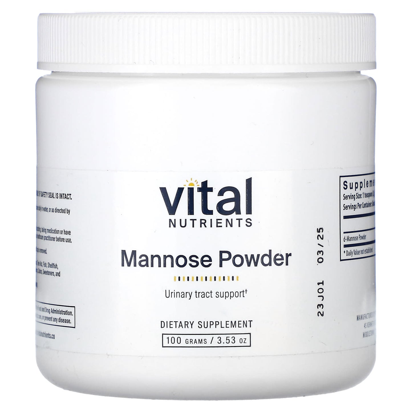 Vital Nutrients, Mannose Powder, 3.53 oz (100 g) - Image 1